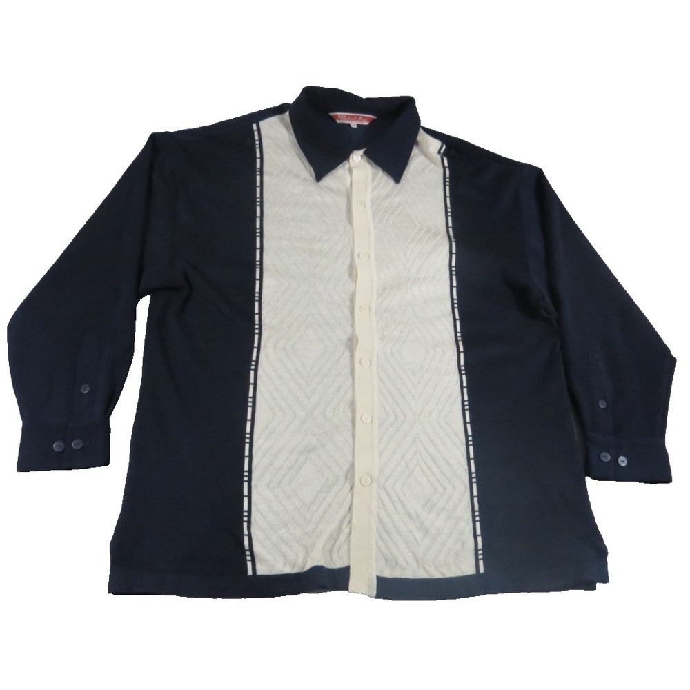 Michael Irvin Collection VTG Y2K Knit Club Shirt Men XXL Diamond Panel Button
